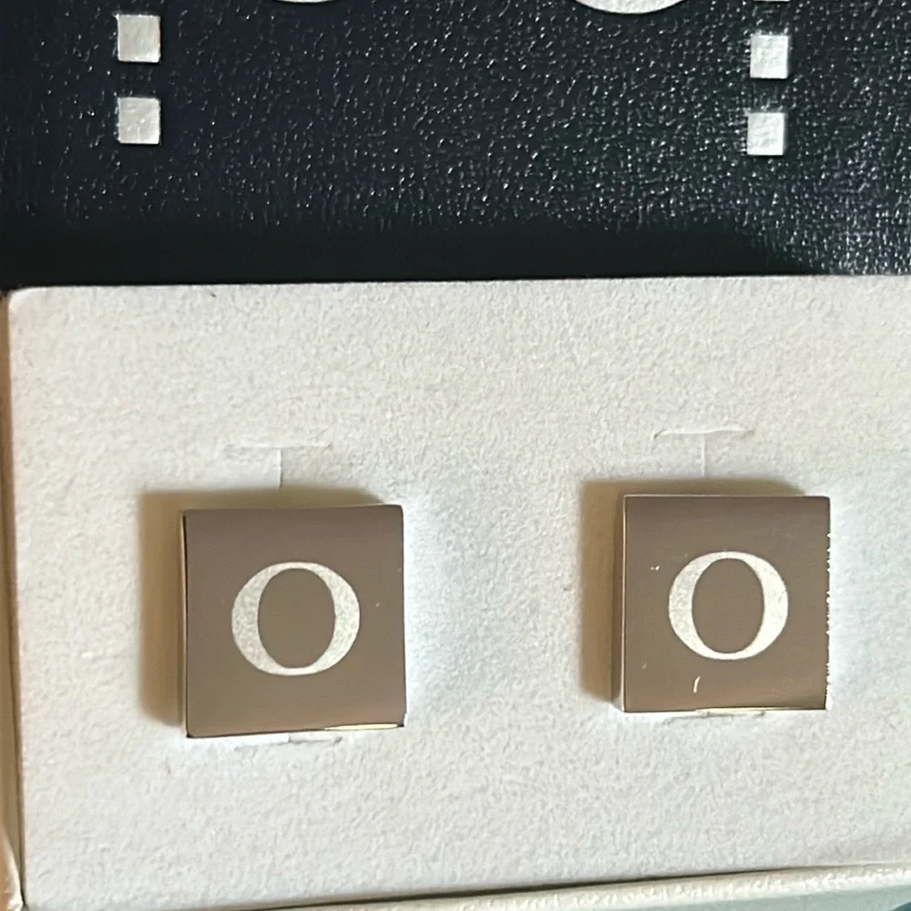 New Dual Monocle Monogrammed “O” Cufflinks Silver Tone in Gift Box